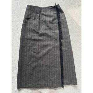 Harve Benard Women's 100% Wool Fringe Side Lined Skirt Size: 12 Business Casual